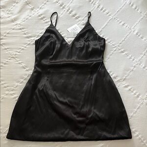 Elegant Black Satin Slip Dress